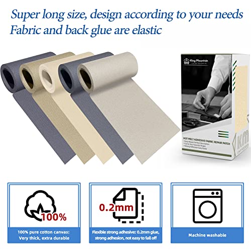 KING MOUNTAIN Canvas Iron on Patch,3"×60",Waterproof 100% Cotton Fabric Repair Patch,Used for Various Sofa,Tent,Clothes,Seats,Suitcases ( Beige 3.0) - color: Beige 3.0, size: Canvas-3"x60"