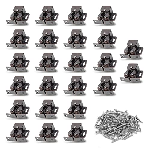 Luomorgo 24 Pack Double Roller Catch Cabinet Latches with Spear Strike for Cupboard Closet Door, Antique Bronze - color: Antique Bronze, size: 24 Pieces