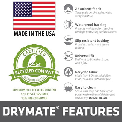 Drymate Garage Floor Runner Mat, (18' x 2'6"), Protects Surfaces, Absorbent, Waterproof, Slip-Resistant, Quick Dry Carpet Fabric, Trimmable & Washable (USA Made) (Charcoal) - size: 18' x 2'6"