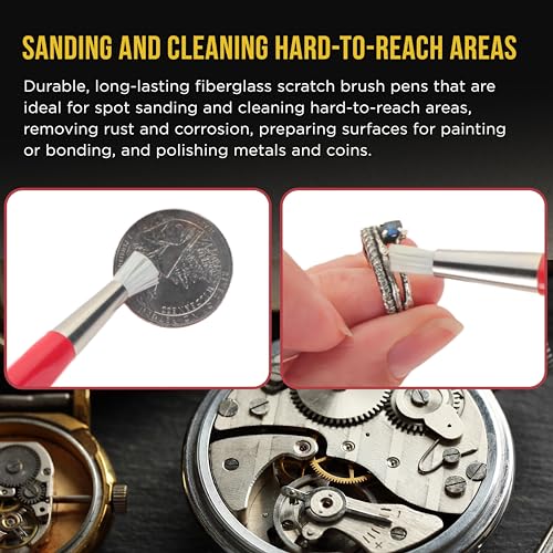 Dura-Gold Fiberglass Spot Scratch Brush Pen Tool, Pack of 3 - Clean, Sand, Scuff Surfaces, Remove Rust & Corrosion, Prep Sanding Auto Paint Scratches for Painting - Polish Metals, Cleaning Electronics