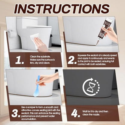 2 PCS Brown Caulk, 100% Waterproof Brown Silicone Caulk for Bathroom Shower Kitchen Tile Floor Sealing, Stronger Adhesion, Shrink & Crack Proof, with a Scraper for Applying Evenly, 100mlx2 - style: Brown
