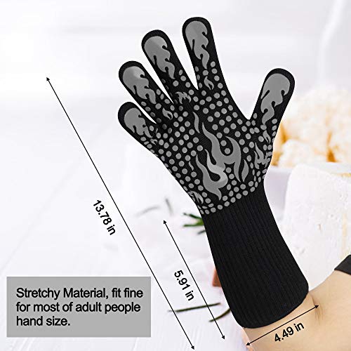 Comsmart BBQ Gloves, 1472F Heat Resistant Silicone Non-Slip Oven Mitts, Long Kitchen Gloves Perfect for Grilling, Cooking, Baking, Cutting - color: Gray, size: long