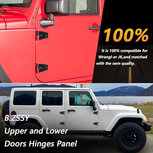 Door Hinges Compatible with Wrangl-er JK JKU Unlimited 2007-2018 Aluminum Door Hinge Kits 2 Doors & 4 Doors (8 Pcs w/ 16 Pcs Screws) - size: 4 Door Outside Hinges
