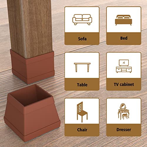 16 Pcs Square Chair Leg Protectors for Hardwood Floors, Silicone Felt Furniture Pads Non Slip,Free Moving Table Leg Covers,Chair Protectors for Wooden Floors. Brown - size: Large