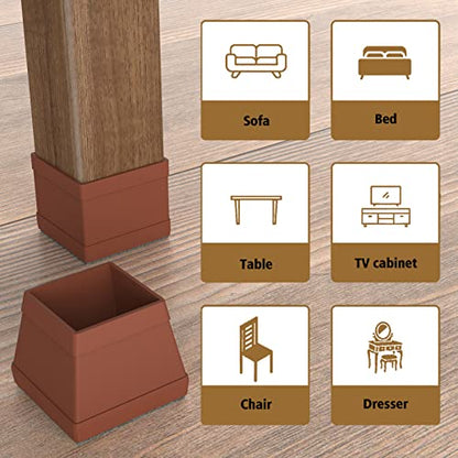 16 Pcs Square Chair Leg Protectors for Hardwood Floors, Silicone Felt Furniture Pads Non Slip,Free Moving Table Leg Covers,Chair Protectors for Wooden Floors. Brown - size: Large