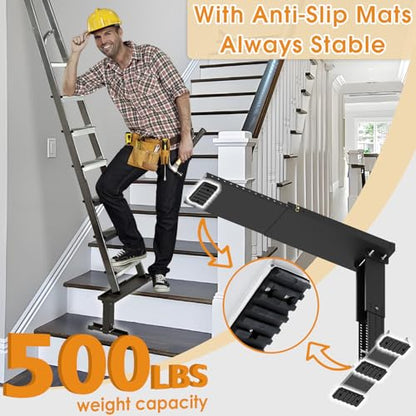 Heavy Duty Foldable Ladder Leveler for Stairs, Large Ladder Extender for Stairs with Slip-Resistant Gripping Pads, 13.5-21" Height Adjustable Ladder Extender Pro, Suitable for Painting Jobs