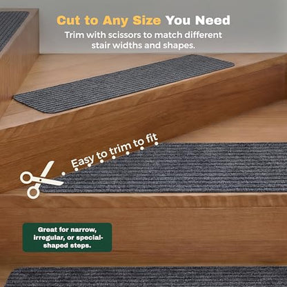 MBIGM Non-Slip Carpet Stair Tread Mat 30" x 30" Landing Rug-Matching Mat Non-Skid Safety Rug Slip Resistant - Gray - color: Grey, size: 2'6" x 2'6" - 1 pcs