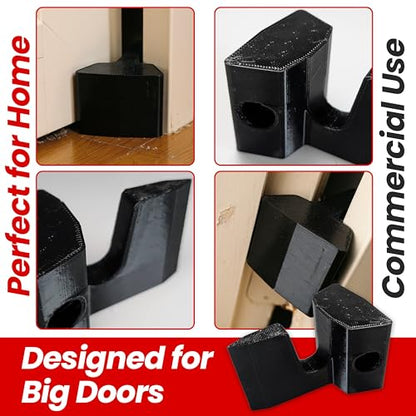 Premium Solid Rubber Door Stopper Wedge, Heavy Duty Over the Hinge Design for Home, Commercial Use, Hospitals & Hotels, Fits Big Doors, Prevents Slamming, Protects Walls & Keeps Doors Open (2-Pack)