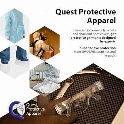 Quest Protective Apparel Quest Safety Products - Anti Fog Safety Glasses - Protective Eyewear - Polycarbonate High Impact Resistant Lens - Pack of 3 (Clear)