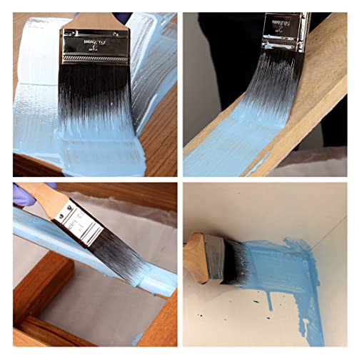 HAUTMEC 4-Pack Paint Brushes Decorating Set for Acrylic Painting, Walls, Trim, Cabinets, Furniture - Professional Flat & Angled Nylon/Polyester Brushes, Streak-Free Finish HT0029