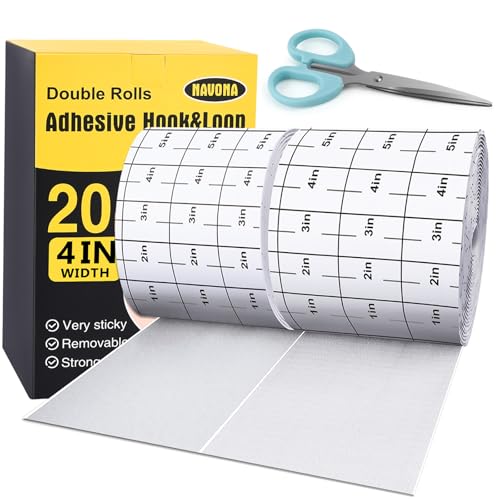 Navona 20Ft x 4 Inch Heavy Duty Hook and Loop Tape with Adhesive, Carpet Anti Slip Rug Gripper, Couch Cushion Grip, Hook and Loop Strips for Home, Office, DIY and Car -White - color: 4in x 20ft-white