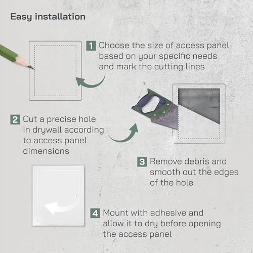 Vent Systems Access Panel for Drywall 10 x 12 Inch - Wall Hole Cover Plate - Metal Access Door with Handle - Plumbing Access Panel for Drywall - Service Shaft Crawl Space Door - Wall Access Panel - size: 10'' x 12''