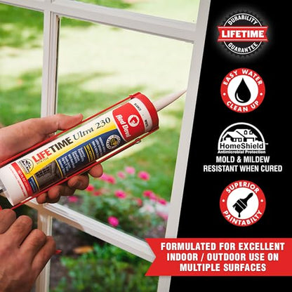 Red Devil 077712 Lifetime Ultra Premium Elastomeric Acrylic Latex Sealant, Clear, 10.1 oz, Pack of 12 - color: Clear, size: 10.1 oz, style: Pack of 12
