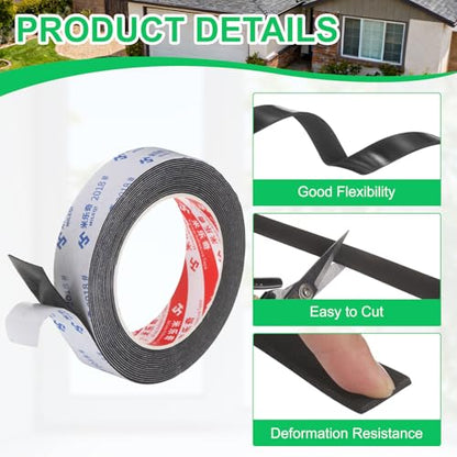 PATIKIL Sponge Rubber Foam Tape, 63/64" W x 1/32" t x 16.4ft l Self-Adhesive Foam Insulation Tape Weather Stripping for Window Door Soundproofing Weatherstrip AC Seal Strip, Black - size: 63/64" x 1/32" x 16.4ft