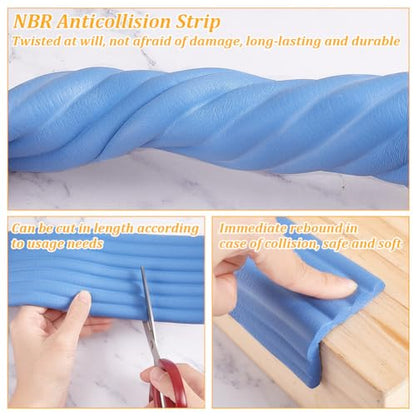 OLYCRAFT Blue Bunk Bed Ladder Pads, Soft Ladder Pads with Strong Adhesive, 2m/2.2 Yards Long, 80mm/3.15" Wide, 8mm Thick, Synthetic Rubber Material - color: Blue
