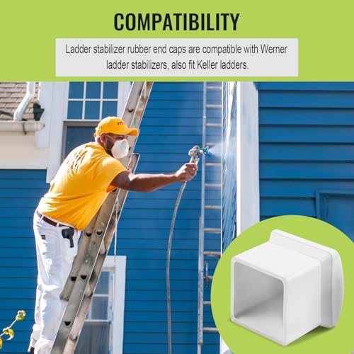 AC36-2 Ladder Stabilizer Rubber End Caps for Werner Standoff/Stabilizer AC78 & AC76, Extension Ladder Stabilizer Pads with Metal Insert, Ladder Rubber End Caps Fits Extension Ladder Standoff, 2 Pack
