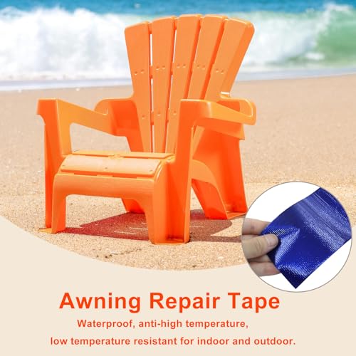 Waterproof Repair Tape, UV-Proof Multi-Surface Instant Seal Patch Repair for RV Awning, Boat Cover, Tent, Tarp & Canvas (3 Inch x 24.6FT, Blue) - color: Blue