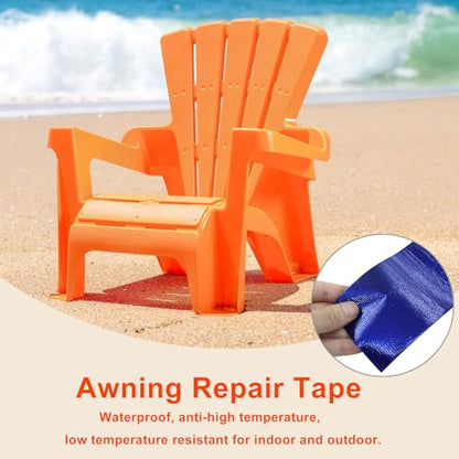 Waterproof Repair Tape, UV-Proof Multi-Surface Instant Seal Patch Repair for RV Awning, Boat Cover, Tent, Tarp & Canvas (3 Inch x 24.6FT, Blue) - color: Blue