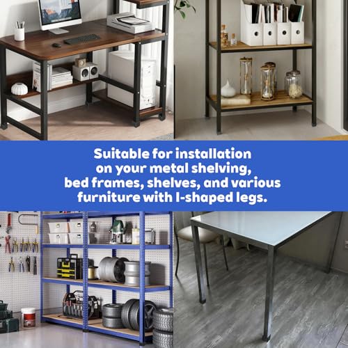 8 Pcs 1-1/2" x 1-1/2" Bed Frame End Caps, L Shape Rubber End Caps for Metal Bed Frame Feet, Anti Slip Noise Reduction Protectors for Metal Leg Shelf Home, Black Corner Guard