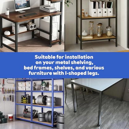 8 Pcs 1-1/2" x 1-1/2" Bed Frame End Caps, L Shape Rubber End Caps for Metal Bed Frame Feet, Anti Slip Noise Reduction Protectors for Metal Leg Shelf Home, Black Corner Guard