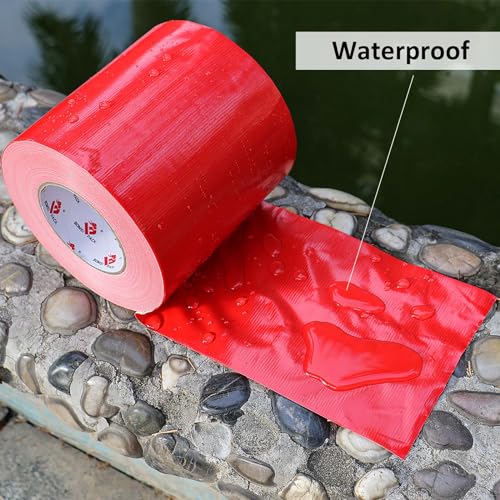BOMEI PACK 6" Red Duct Tape,Wide Roll,6 Inches x 60 Yards,9 Mil Thick Heavy Duty,Waterproof,Flexible,No Residue and Tear by Hand,Multi-Use for Indoor & Outdoor Repairs - color: Red