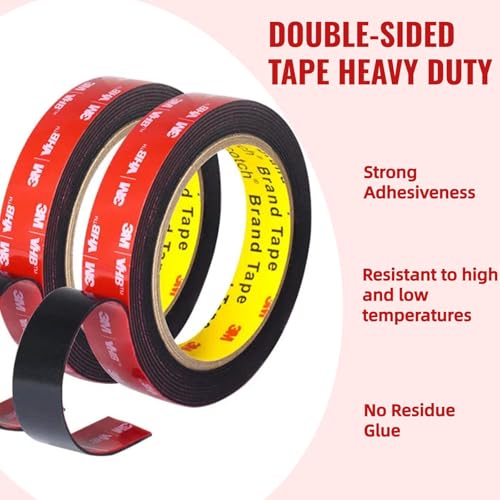 Double Sided Tape Heavy Duty, Adhesive Mounting Tape, 1 in x 15.5 ft, Waterproof Foam Tape for Indoor, Outdoor, Automotive Trim, Garage, LED Strip Lights, Home Decor