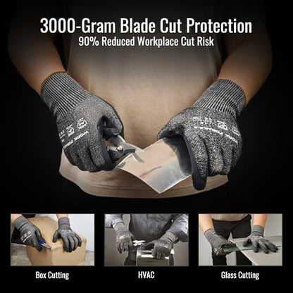 2/5 Pack Snug Fit Cut Resistant Gloves, ANSI A4, XS-3XL, Men/Women, Metal/Glass/Wood/Box Cutting, Fishing, HVAC - size: Large (Pack of 2)