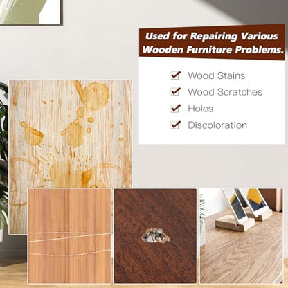 Wood Furniture Repair Kit - Wood Fillers, Putty with Wood Wax, Hardwood Laminate Repair Kit, Walnut Wood Scratch Repair Kit Restore Scratches, Cracks, Holes for Tables, Doors, Floors, Cabinet