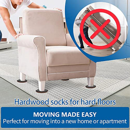 Furniture Sliders, Multi-Surface Furniture Sliders for Carpet & Hardwood Floors, 4 Pack 3 1/2" Furniture Movers for Carpet + 4 Hardwood Socks, Move Furniture on Any Surface Easily! - size: 4+4 Pack 3.5inch (Brown)