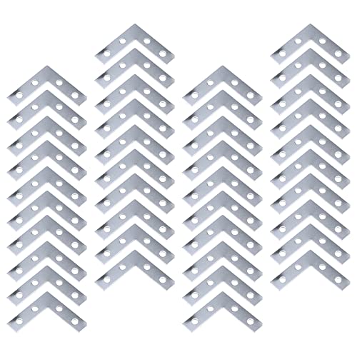 Wealrit Pack of 40 Silver L Shape Bracket Joint Support Flat Plate Bracket Right Angle Corner Brace Mending Plate 1.5" x 1.5" - color: Silver, size: 1.5"x 1.5"x0.35"