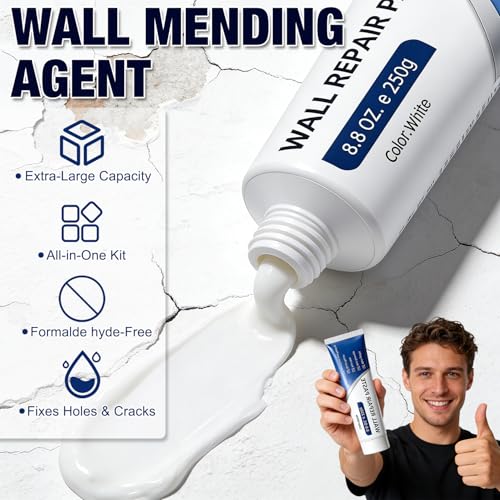 2PCS Drywall Repair Kit, Wall Mending Agent, Wall Patch Repair Kit with Scraper, Multi-Functional Drywall Patch Paste Repair Kit for DIY Home Fix