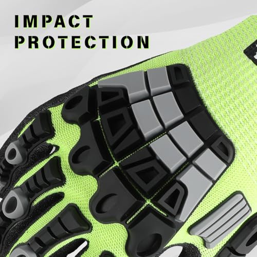 Work Gloves Men Women, A5 Cut Resistant Gloves, Impact Gloves, Heavy Duty Work Glove with Grip, Work Gloves - size: X-Large
