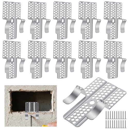 10 Pack Drywall Repair Clips, 1/2 Inch Drywall Patch Clips with 20 Screws, Professional Stainless Steel Dry Wall Repair Kit for Damaged Walls Repairing