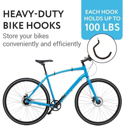 IMPRESA 4-Pack Bike Hooks for Garage Ceiling - 100 Lbs Capacity,7 x 4 in - Galvanized Steel & Non-Marring Finish Heavy Duty Hook - Wall Mount for Ceiling Bike Hangers - Universal Fit Bike Wall Mount