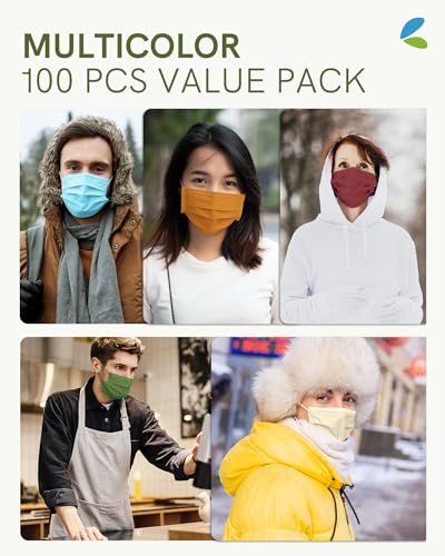 FriCARE Face Masks Disposable for Adults, 4 Ply ASTM Level 3, Individually Wrapped Mask for Allergy Protection, 100 Pack, Autumn Harvest - color: Autumn Harvest