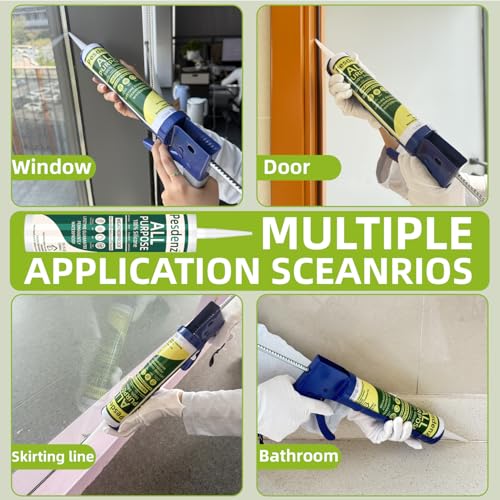 White Universal Silicone Caulk, 100% Silicone Sealant Outdoor Waterproof, Flexible Cartridge Adhesive Caulking for Aquarium RV Roof Window Door Kitchen Bathroom Bathtub Shower Seal, 10.1 Oz, 1 Pack