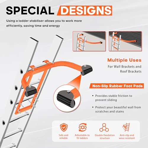 Ladder Stabilizer Accessory for Roof Gutter, roof Ladder stabilizer Easily attaches with U Bolt, Wing Span Wall Ladder Standoff, Stabilized Support, Sturdy and Durable, 500 lbs Weight Rating - size: Ladder Stabilizer Accessory for Roof Gutter