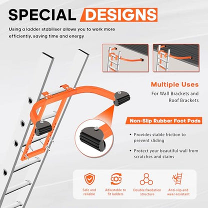 Ladder Stabilizer Accessory for Roof Gutter, roof Ladder stabilizer Easily attaches with U Bolt, Wing Span Wall Ladder Standoff, Stabilized Support, Sturdy and Durable, 500 lbs Weight Rating - size: Ladder Stabilizer Accessory for Roof Gutter