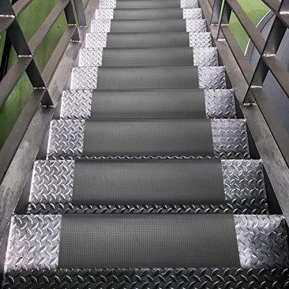 Ottomanson Outdoor Rubber Stair Treads – Dots Heavy-Duty Non-Slip Stair Mats – Best Grip on Concrete, Brick & Textured Step – Fastening Recommended for Wooden & RV Steps, Pack of 5 - color: Black Grip Dots