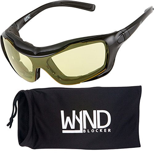 Large Motorcycle Riding Glasses Extreme Sports Wrap Sunglasses - color: Black | Yellow Night Driving