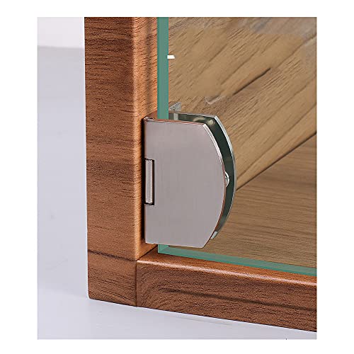 [2 Pieces] Cabinet Glass Door Hinges 90-Degree Frameless Glass Door Hinges for 5-7mm (Silver) - color: Silver 2 Pieces