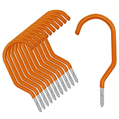 Scartink 12PCS Orange Heavy Duty Bike Storage Hooks Bicycle Wall Mounted Hooks Large Screw Hooks for Wall,Ceiling