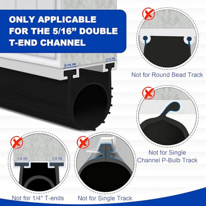 DGSL Garage Door Seals Bottom Rubber Weather Stripping Kit Seal Strip Replacement, Universal Weatherproof Threshold Buffering Sealing Rubber 5/16 inch T Ends (10 Ft, Black) - color: Black, size: 10 Ft