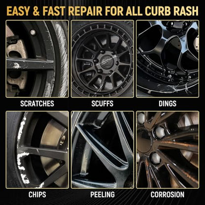 Black Touch Up Paint Rim Paint Wheel Scratch Repair Kit for Curb Rash & Scratches, Universal Black Enamel Repair Scratch Resistant 1.5 fl oz Car Touch Up Pen - color: Black-1