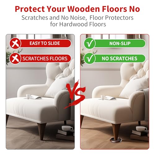Ezprotekt 2.5 inch Non Slip Round Wood Furniture Pads for Hardwood Floors, 4 Pcs Anti Slip Furniture Coaster for Chair Sofa Bed Couch, Furniture Cups with Anti-Slide EVA Anti-Scratch (Dark Brown) - size: 2.5 inch