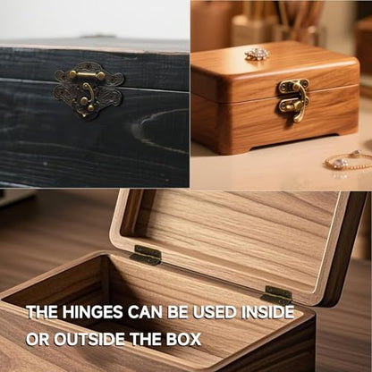 248 Pcs Antique Bronze Hardware Kit, 8 Engraved Hasp Catches, 8 Small Brass Latches, 32 Box Hinges with 200 Screws for Wooden Jewelry Boxes, Cabinets & Furniture Repair - color: 248PCS