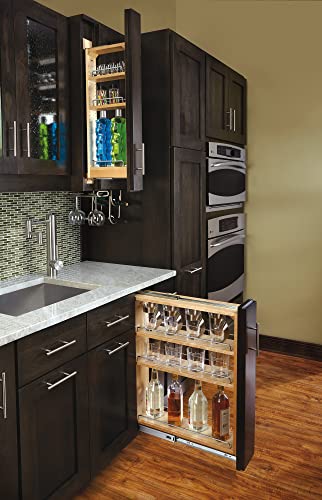 Rev-A-Shelf Pullout Shelf Organizer for Base Kitchen or Bathroom Cabinets, Wood Filler Pantry Storage or Spice Rack, Maple, 9" x 23" x 30", 432-BF-9C - size: 9" W
