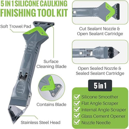 9 in 1caulk smoothingand Grouting Tool, silicone remover，Sealant Trimming and Removal Tool with Grout Squeegee for Bathrooms, Windows, Doors, Kitche - color: Green
