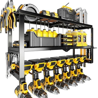 Hipidian Fathers Day Dad Gifts for Men, Power Tool Organizer Wall Mount- 300lb Capacity 3-Tier Storage Rack with 7 Drill Holders for Garage Tools, Best Birthday Gifts for Men Dad Husband - size: 7 Slots 3 Layers