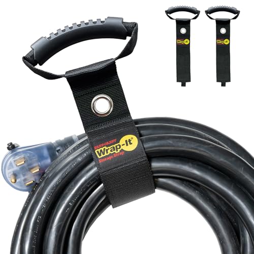 Easy-Carry Wrap-It Storage Straps - 22" (2-Pack) Black with Grommet - Extension Cord Holder Organizer for Garden Hose Storage Cord Straps - color: Black, size: 22" (2 Pack) with Grommet